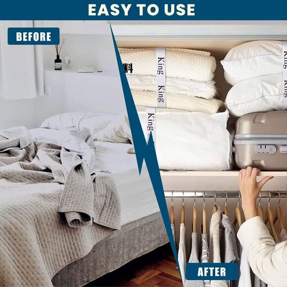 12 PC Bed Sheet Organizer Bands Storage Labels Keepers Linen Closet Straps Sizes - Picture 5 of 7